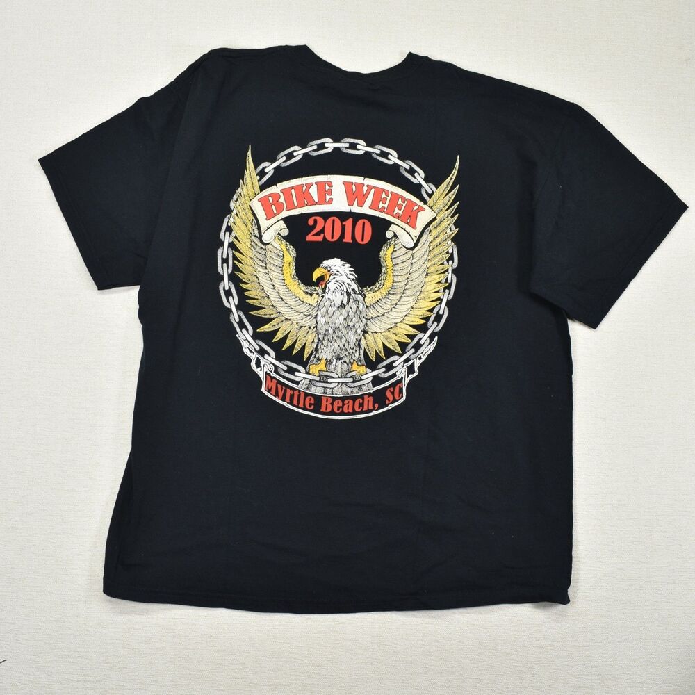 Myrtle Beach Biker Shirt Mens XL 2010 Bike Week Motorcycle Graphic Eagle Retro
